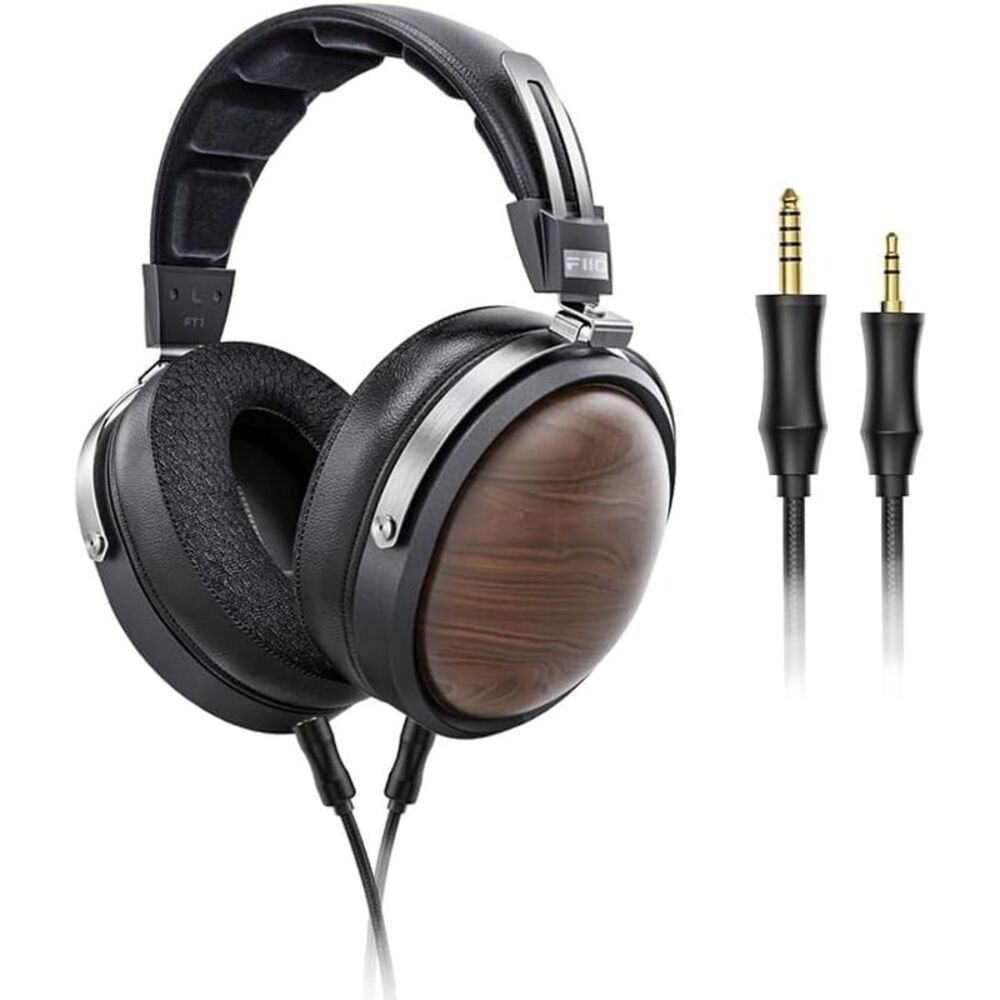 FiiO FT1 32Ω Large Dynamic Driver Wired Headphones with Solid Wood Cups - Black